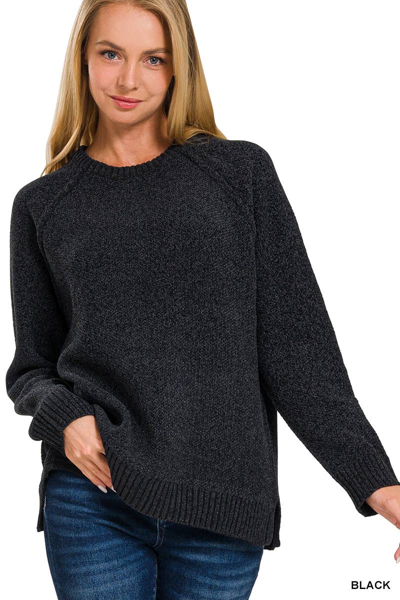 1231 Round Neck Raglan Long Sleeve Sweater SI-25283