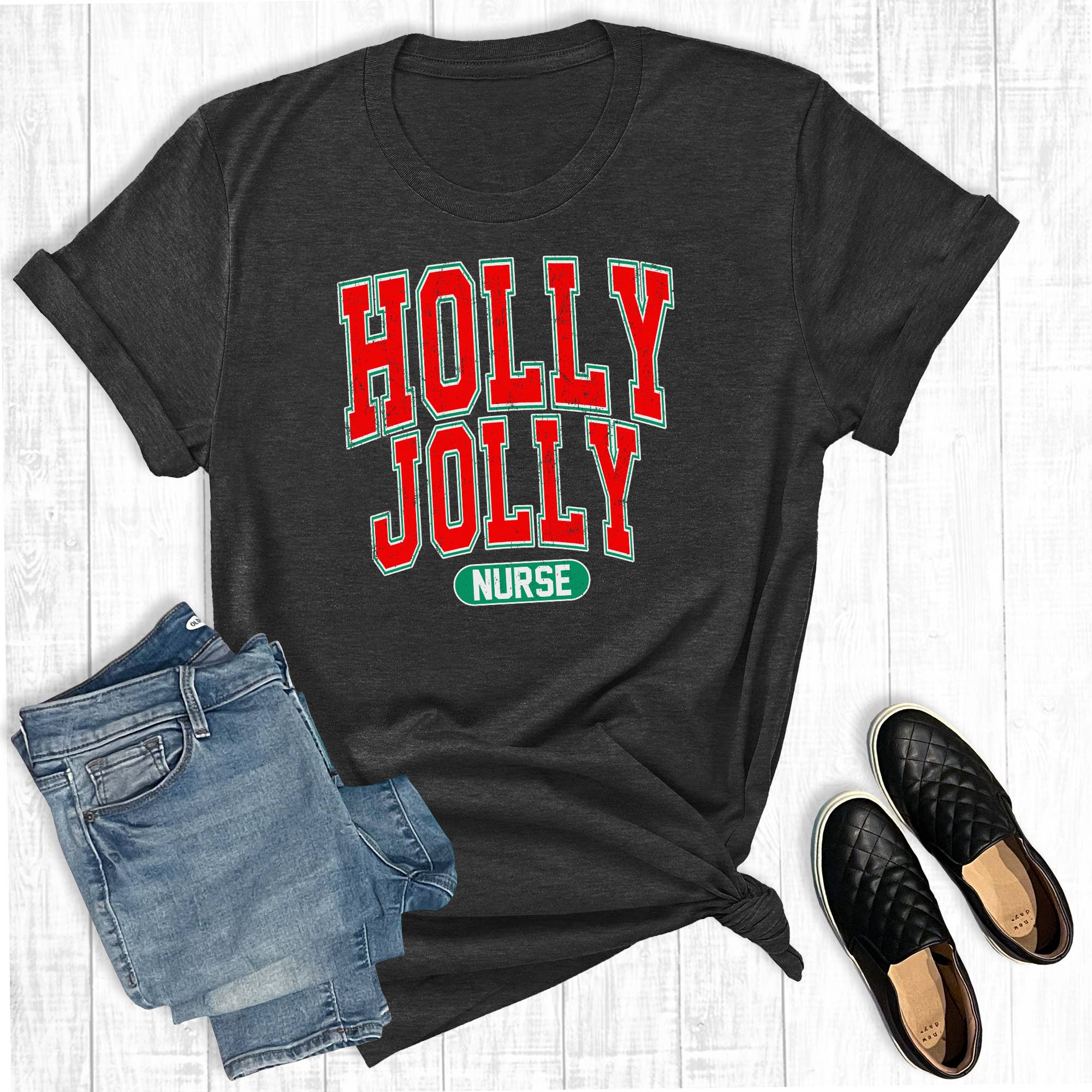 Christmas Holly Jolly Nurse Graphic Tee