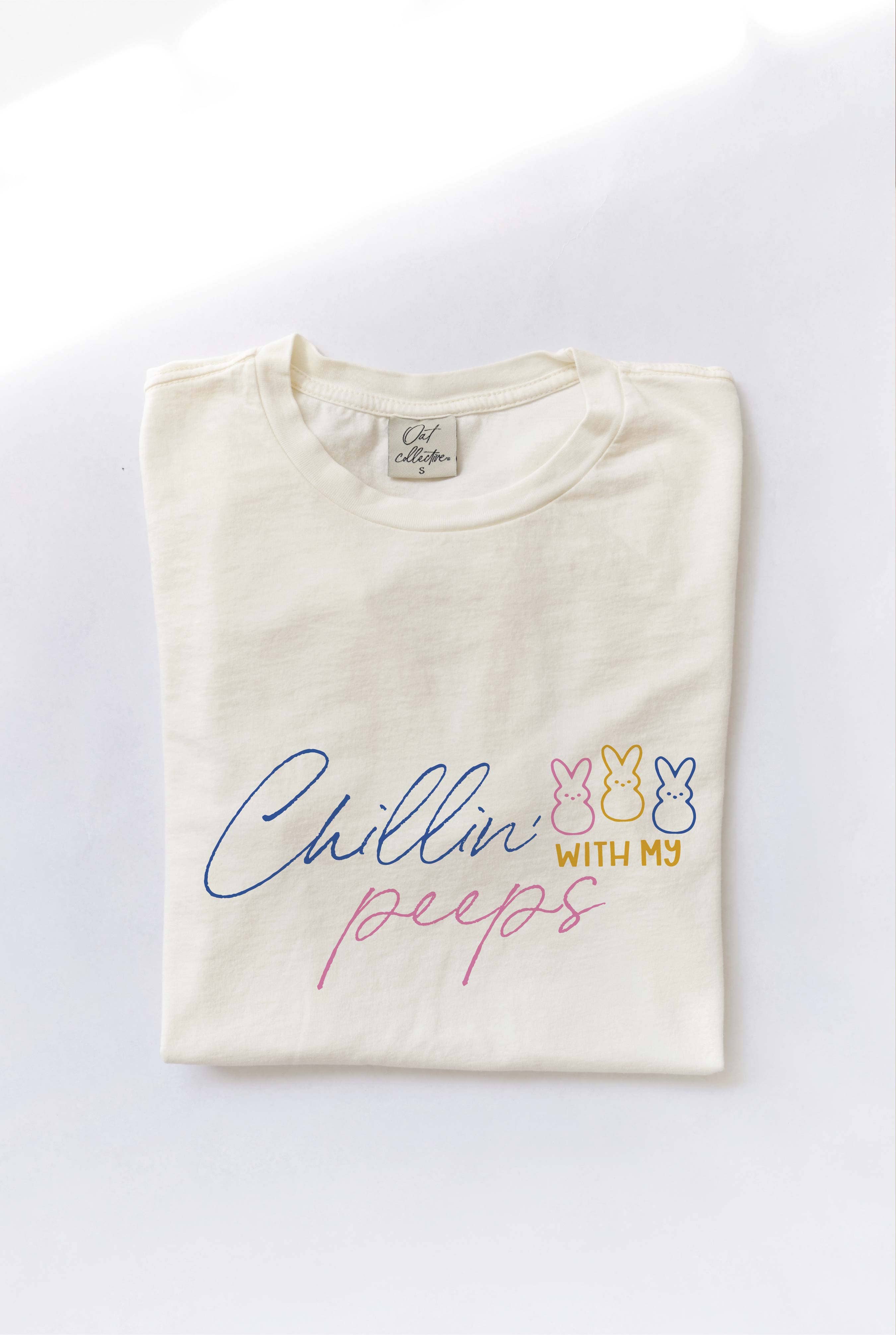 Chillin' with My Peeps  Mineral Washed Graphic Top