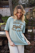 Fueled By Coffee Mineral Washed Graphic Top