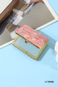 ,....0819 Floral Design Double Sided Folding Mini Hand Mirror SI-28631