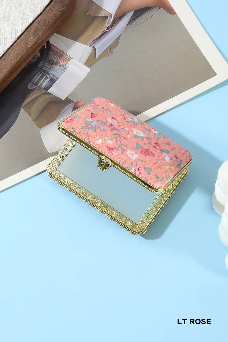 ,....0819 Floral Design Double Sided Folding Mini Hand Mirror SI-28631