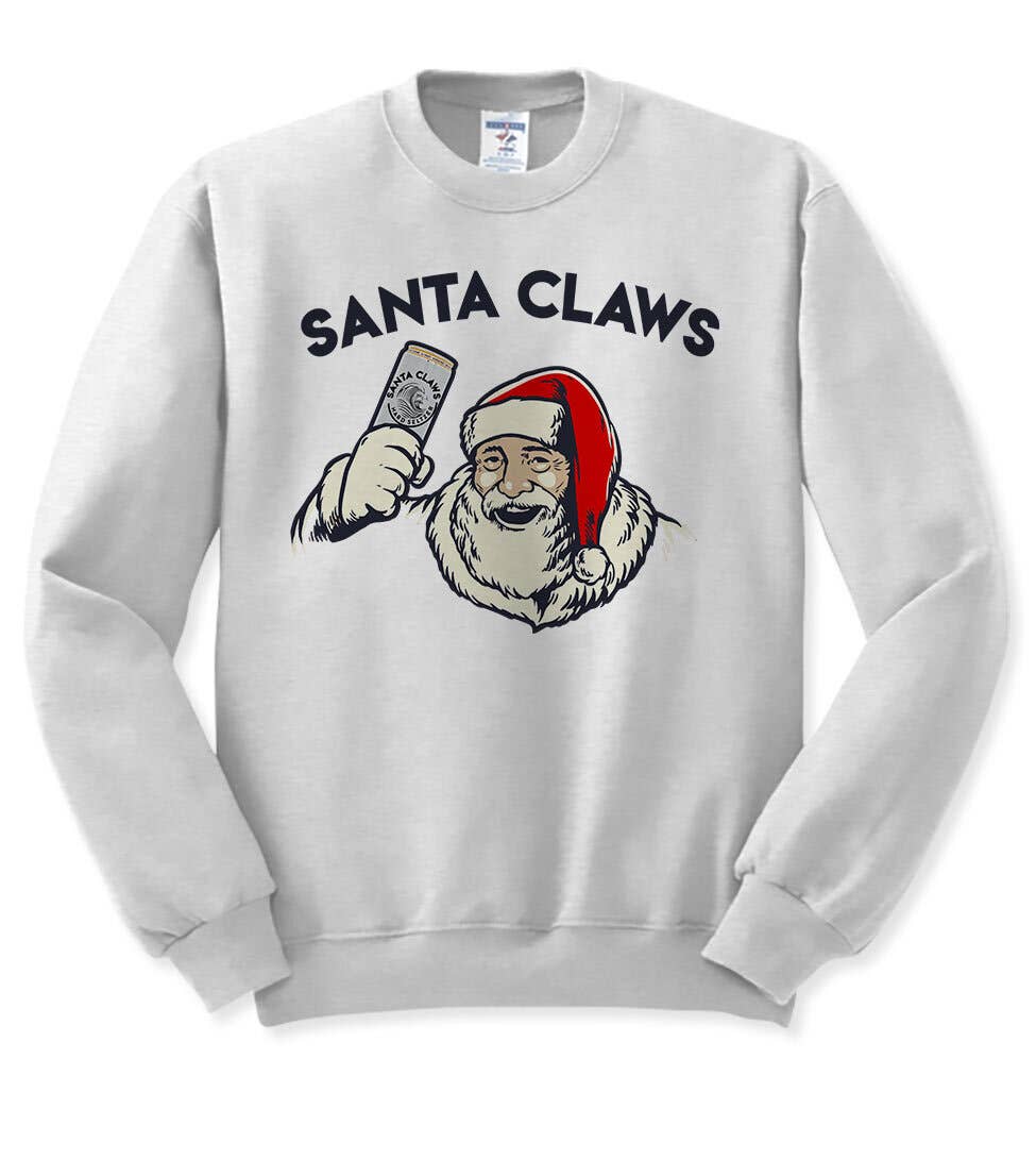 Santa Claws Christmas Sweater - White Claw Fun Sweatshirt