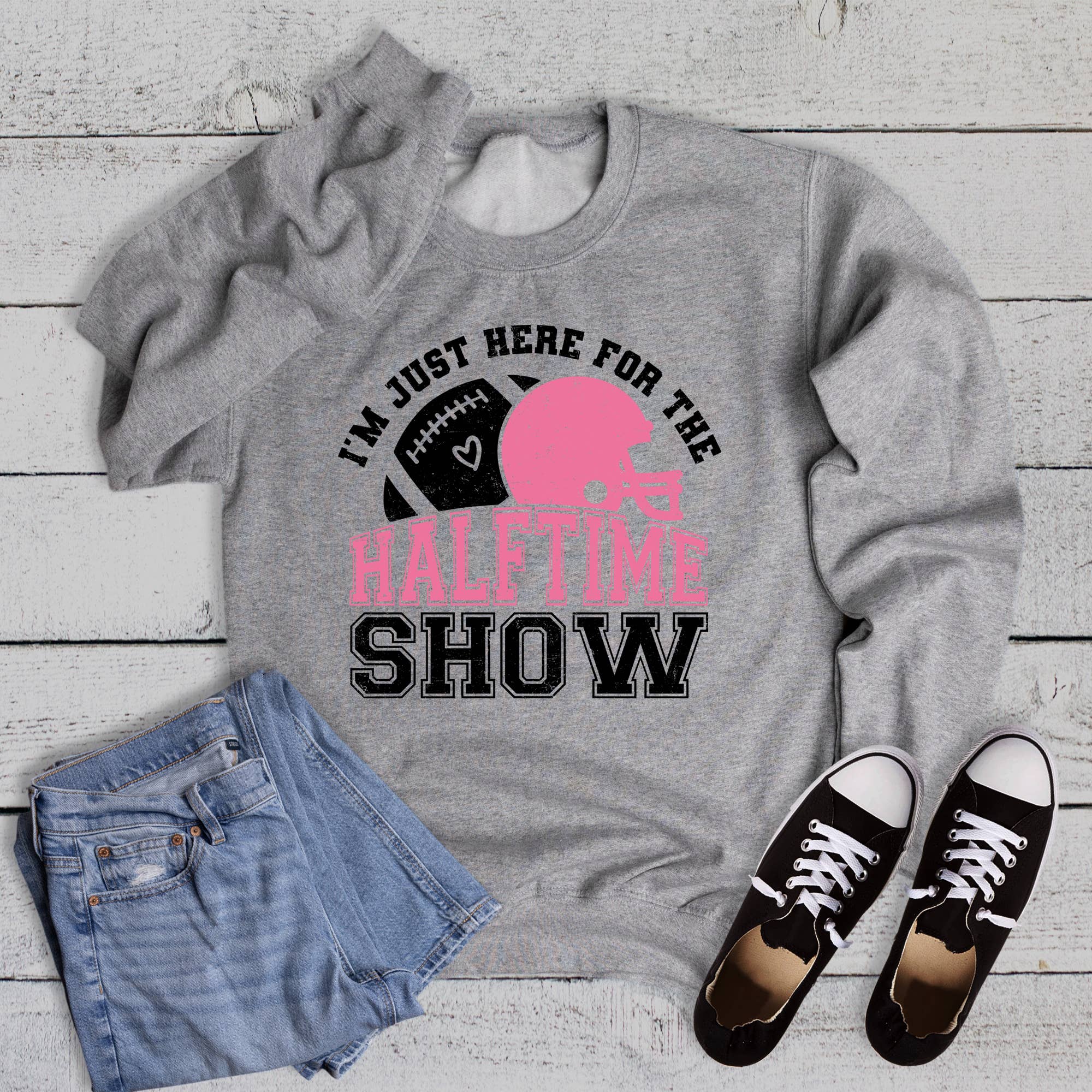 Football Just Here For Halftime Show Graphic Sweatshirt