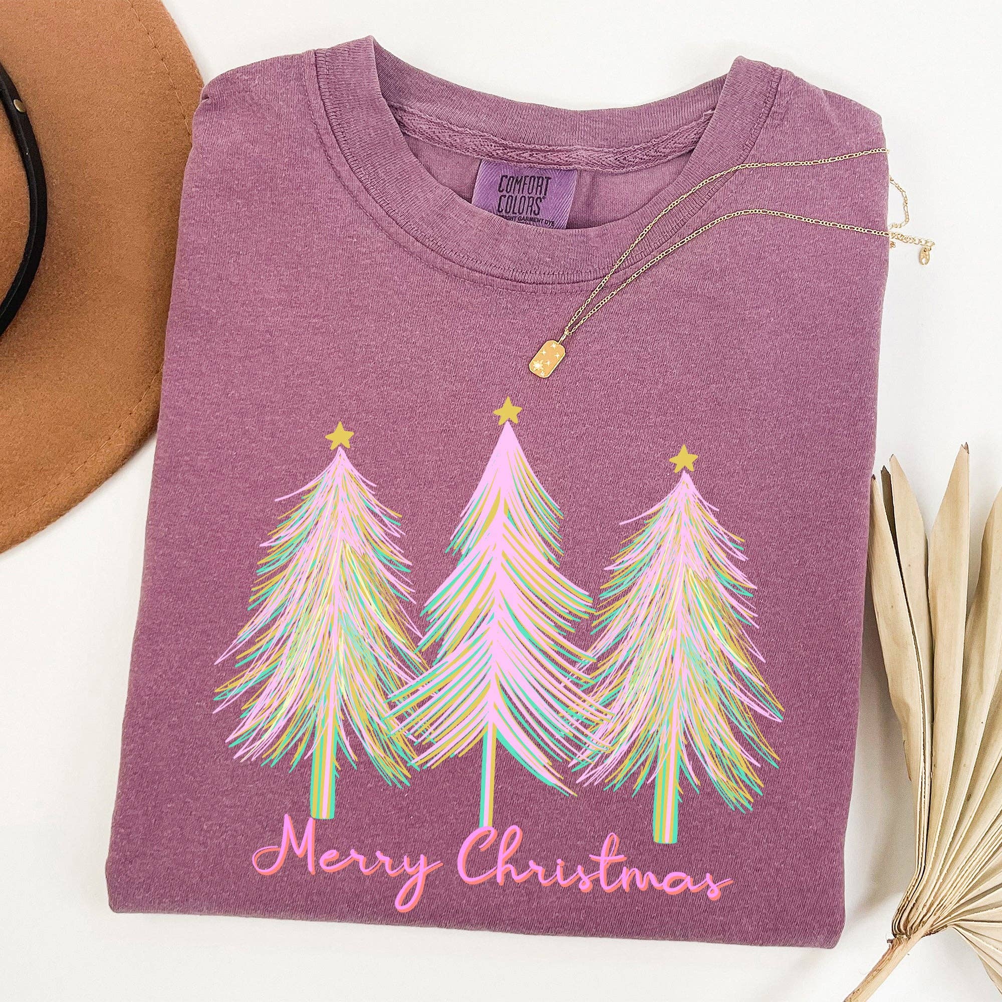 Merry Christmas, Pastel Trees, Winter, Santa, Xmas Tshirt
