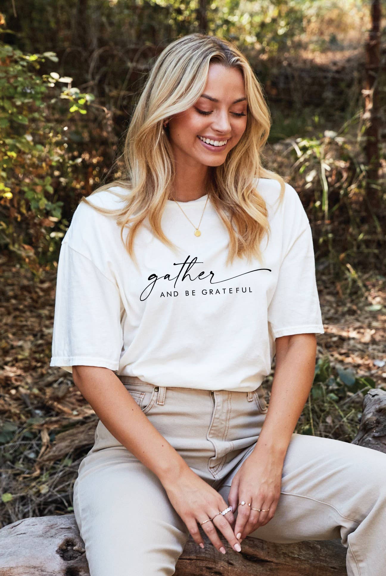 Gather and Be Grateful Mineral Washed Graphic Top