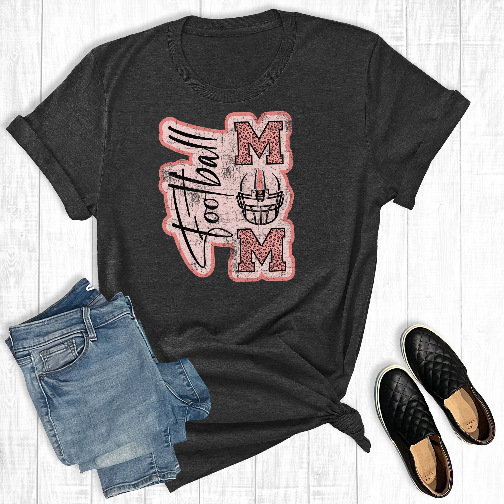 Leopard Football Mom Gameday Graphic Tee