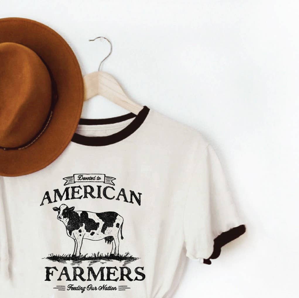 Devoted To American Farmers Ringer Graphic T-Shirt