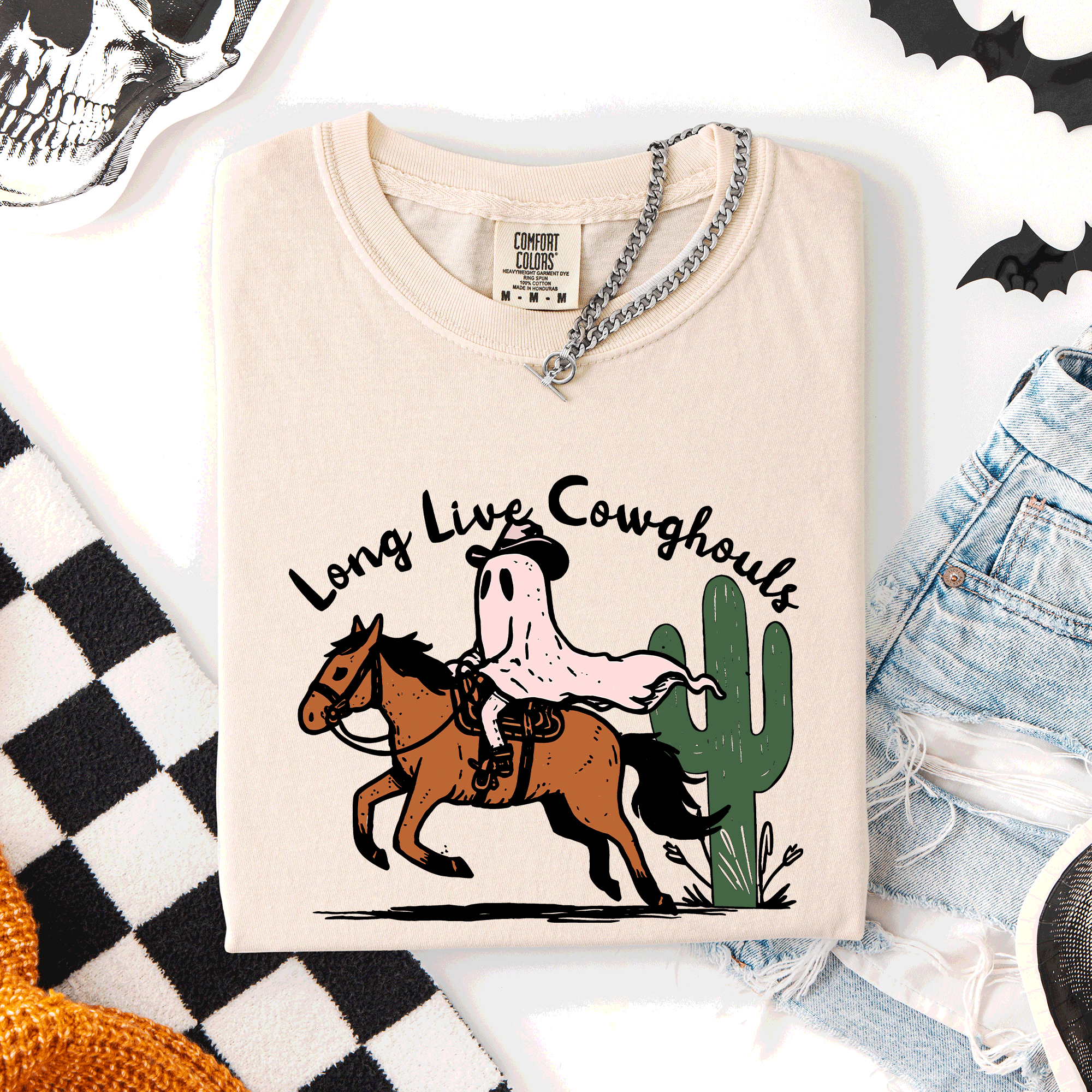 Long Live Cowghouls, Cowgirls Cute Western Halloween T-Shirt