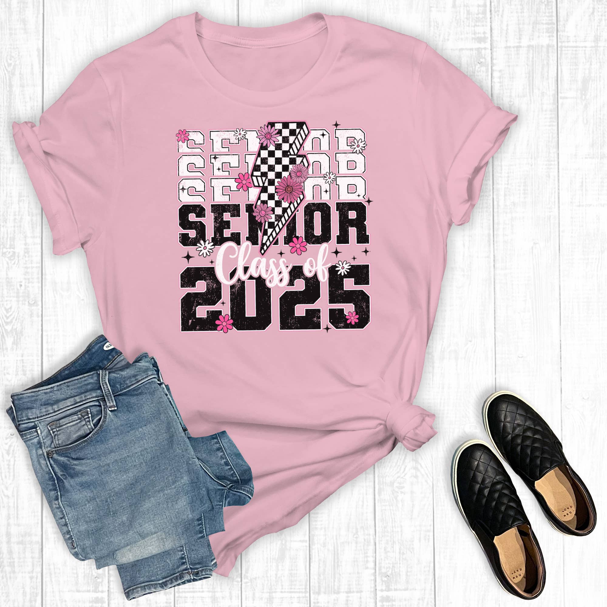 Checkered Bolt Senior 2025 Graphic Tee