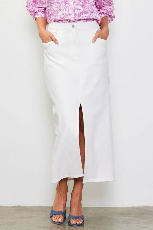 Front Slit Twill Skirt