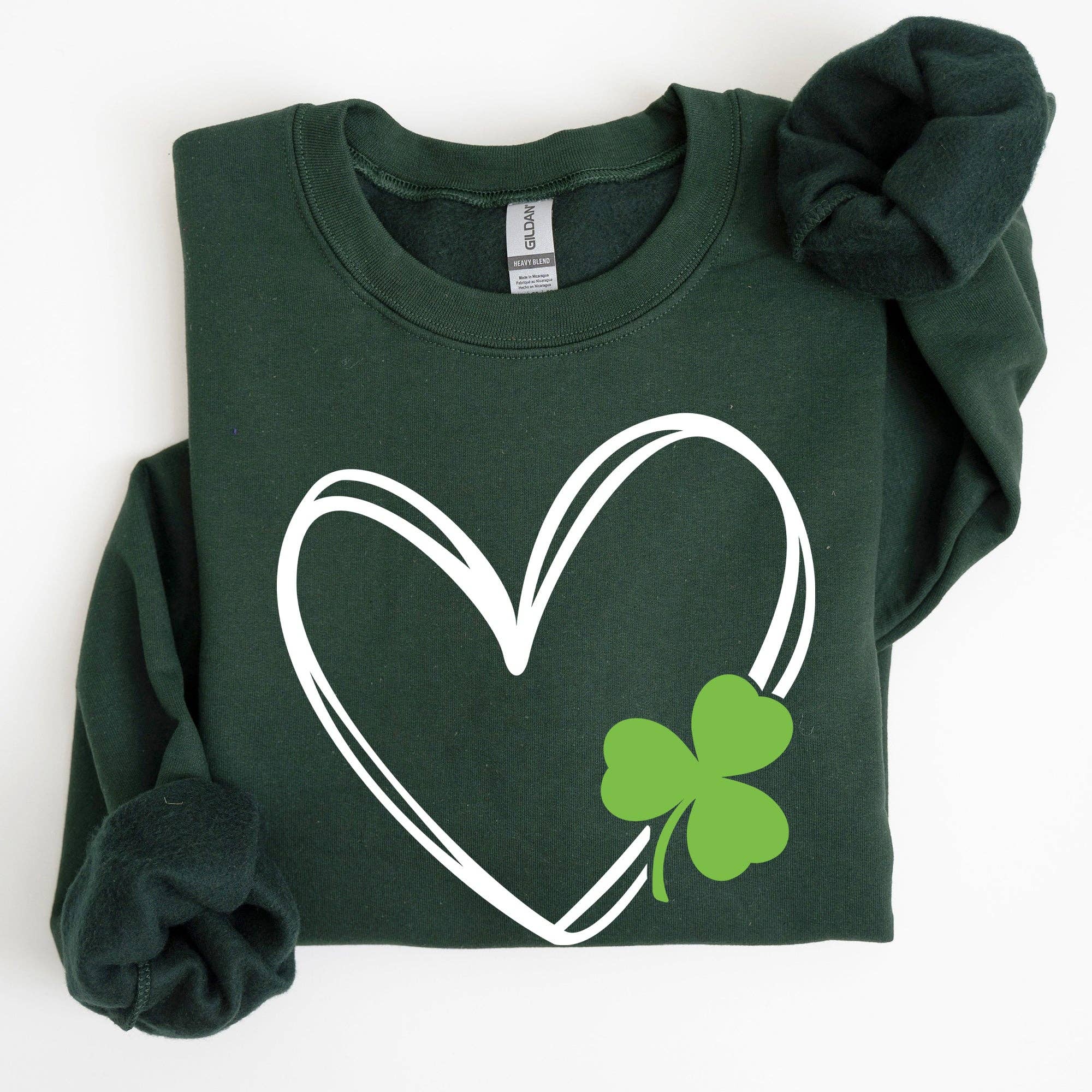 Double Heart and Shamrock St Patrick's Day Sweatshirt