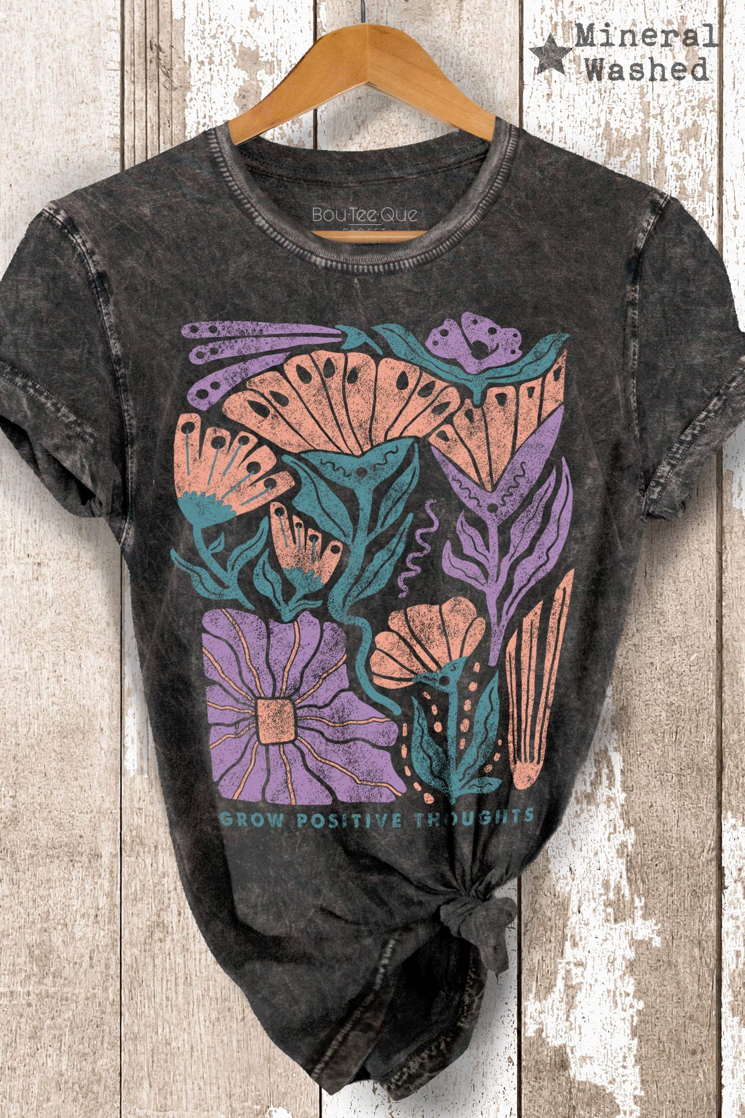 Mb1050 Mt- Mineral Wash Relaxed Fit Graphic Print Loose Top