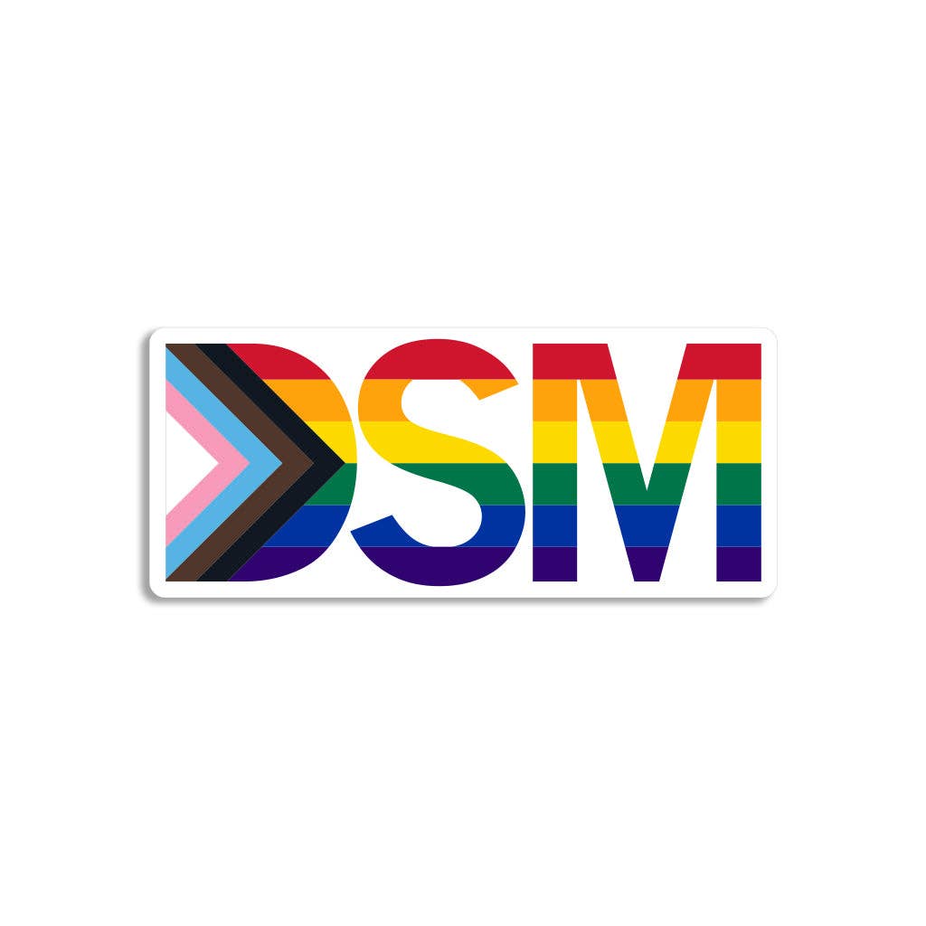 Dsm Text Progress Pride Flag Die-Cut Sticker