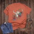 Western Spade Floral Skull Graphic Tee