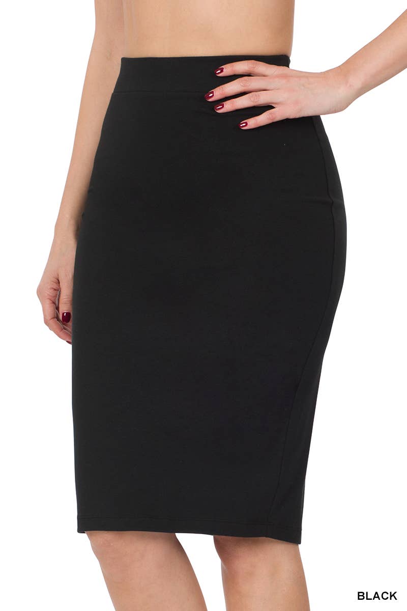 `.Premium Cotton Basic Knee Skirt