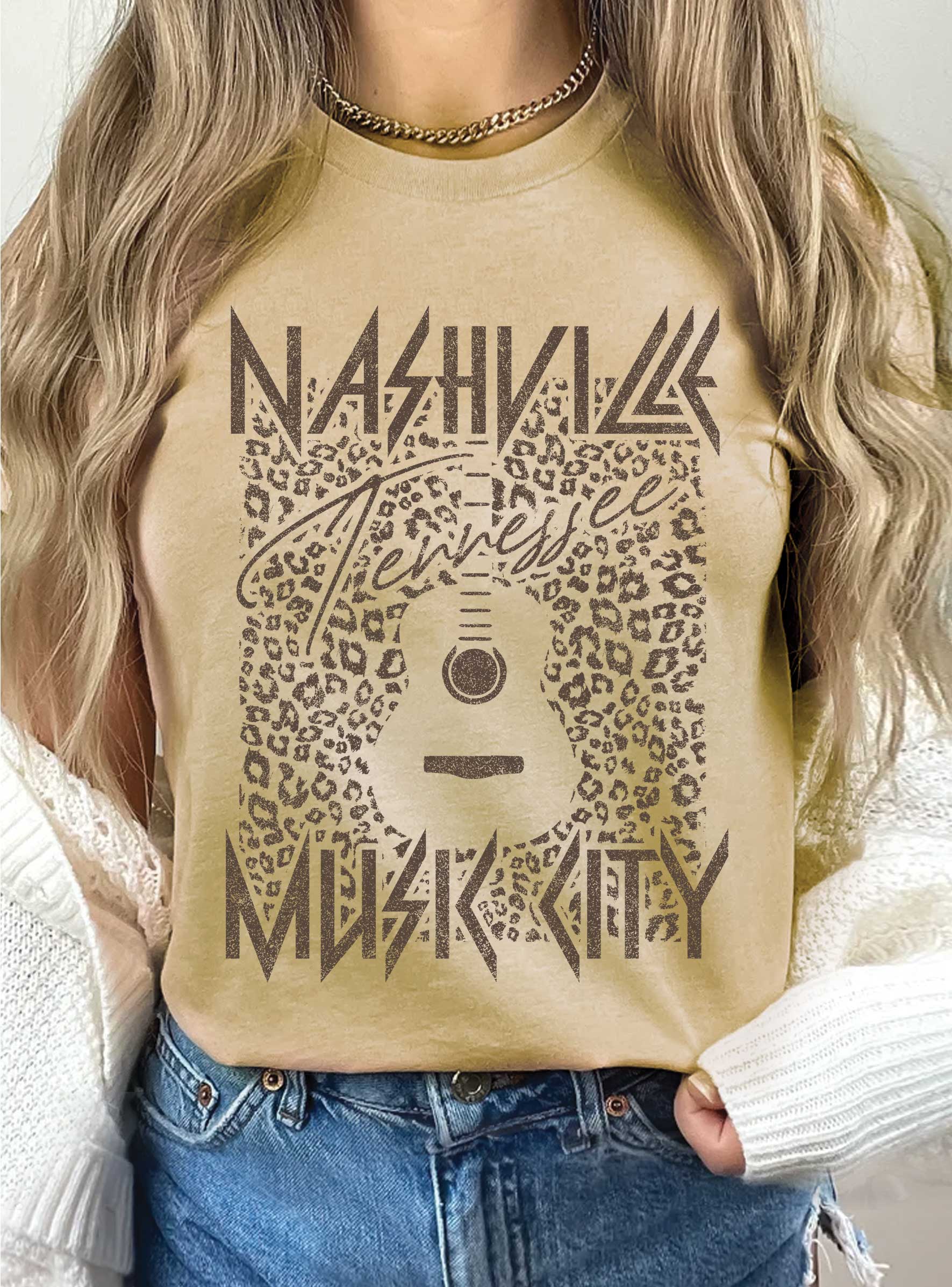 Nashville Leopard Music City Graphic Tshirts