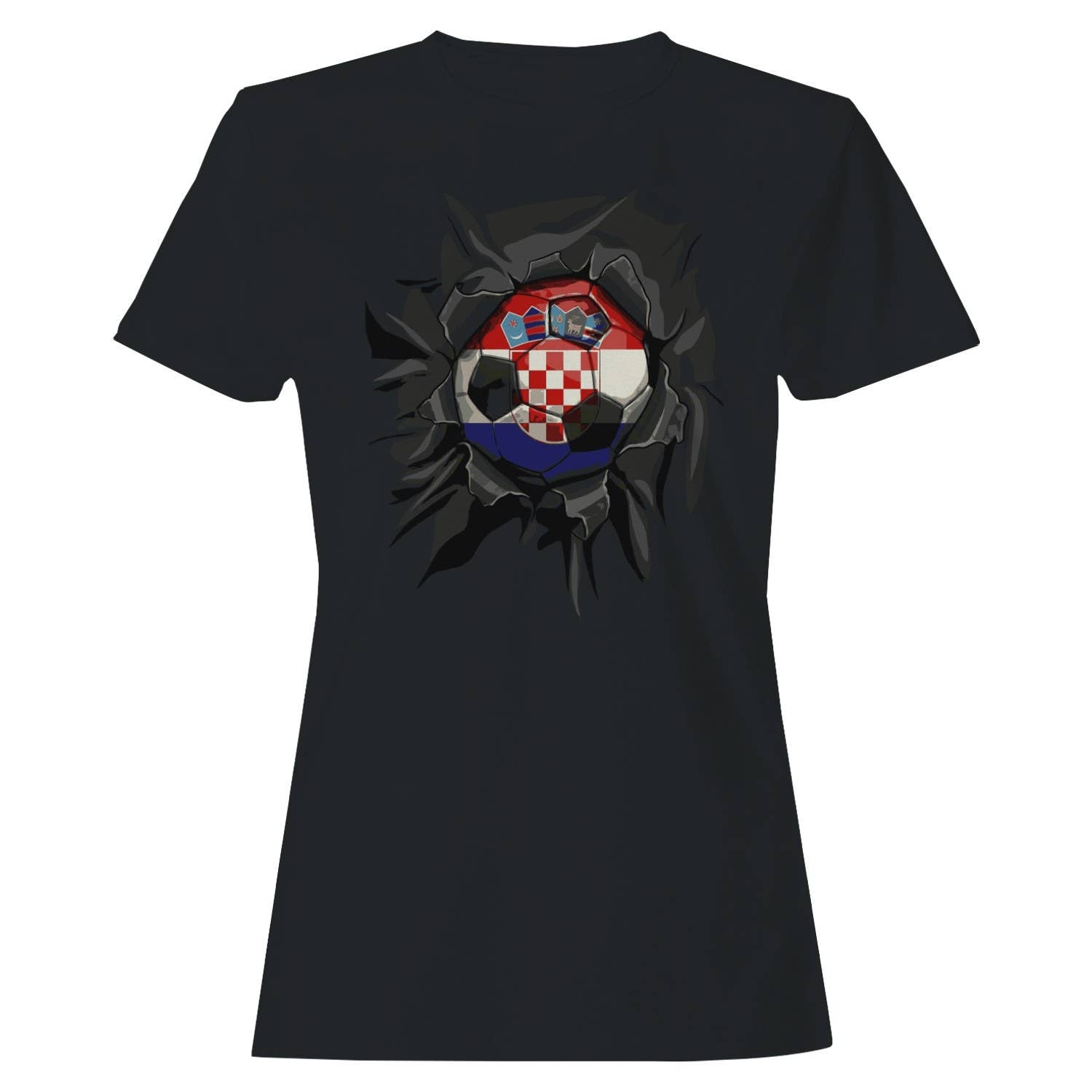 Croatia Soccer Ripped Women's T-Shirt