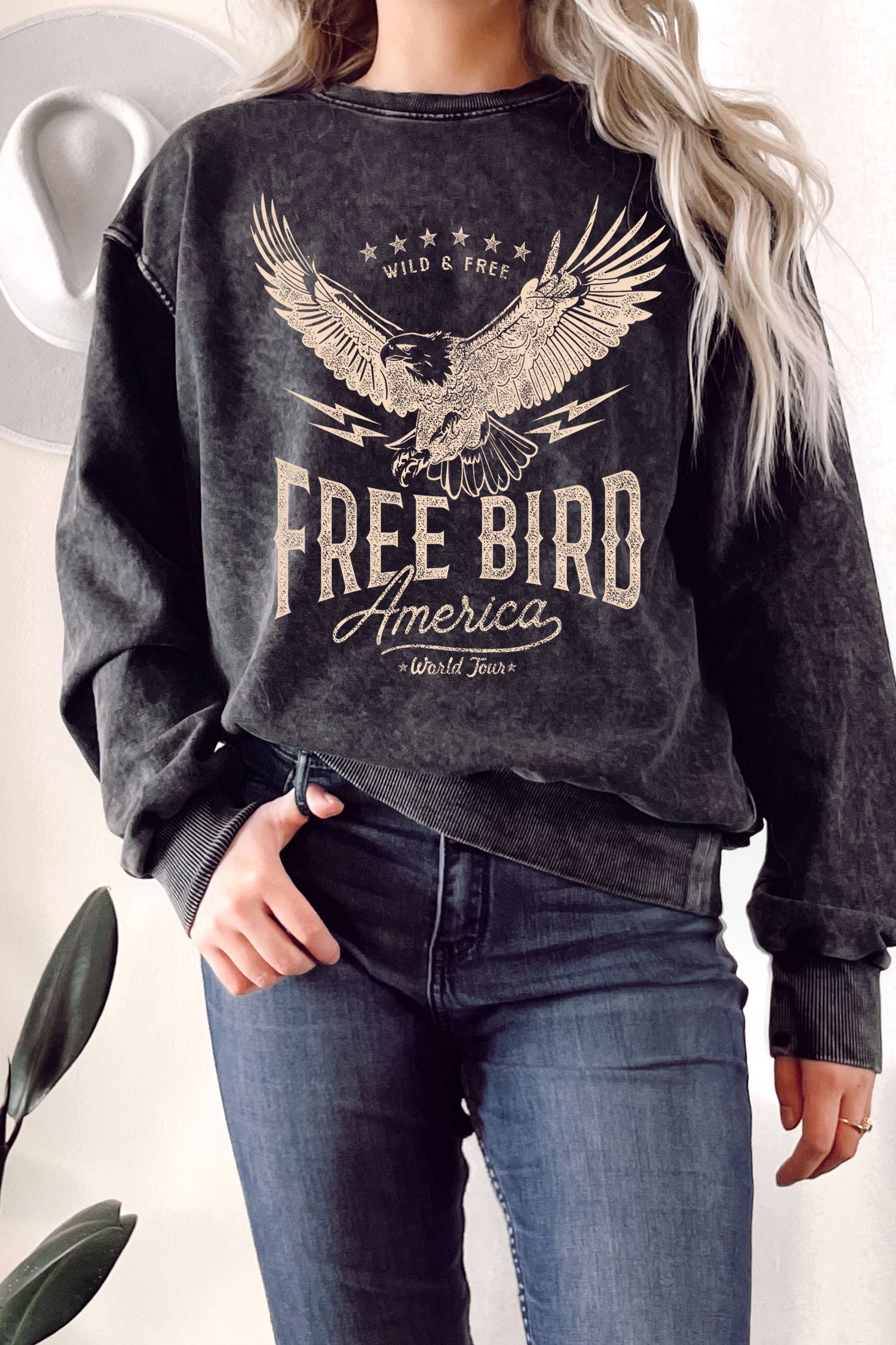 Free Bird America Mineral Graphic Terry Sweatshirts