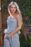 IT2550A Leopard Print Strapless Bustier Peplum Top