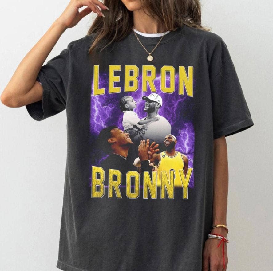 Lebron & Bronny James Vintage Retro Basketball Tshirt