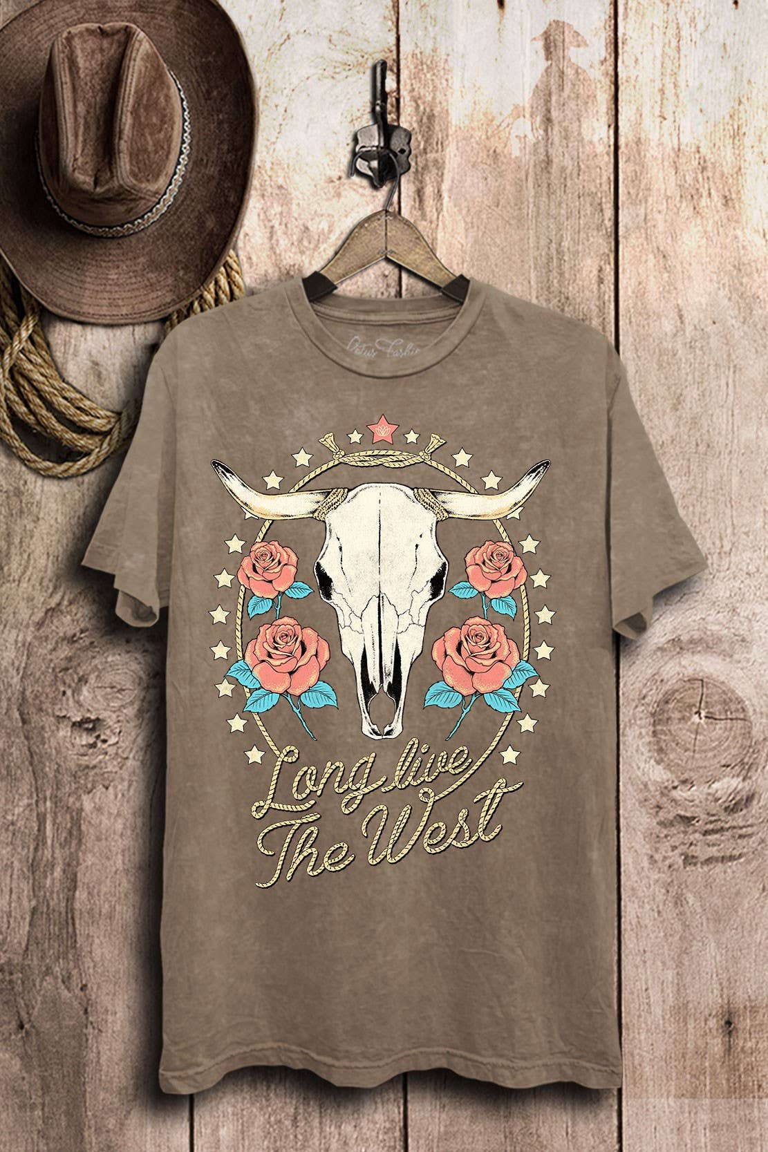 Long Live the West Cow Skull Graphic Top