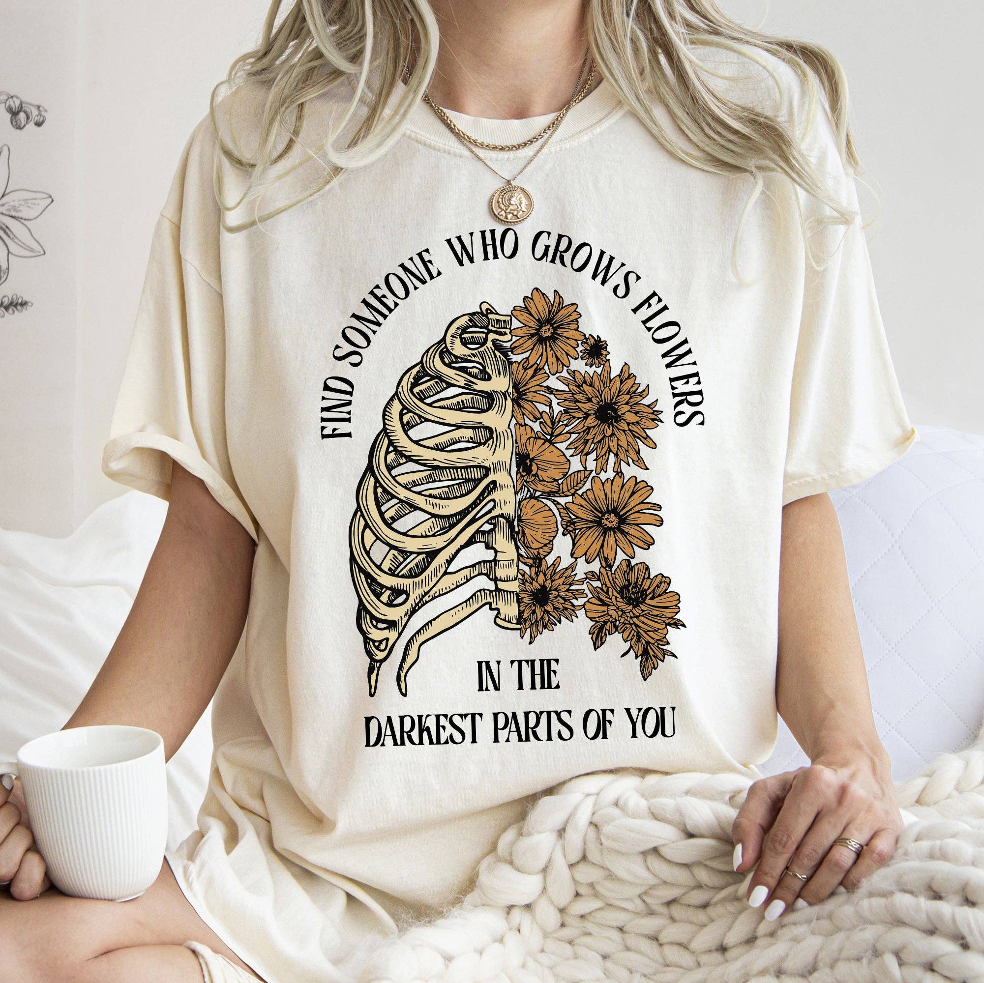 Find Someone Who Grows Flowers, Skeleton, Cowgirl, Tshirt