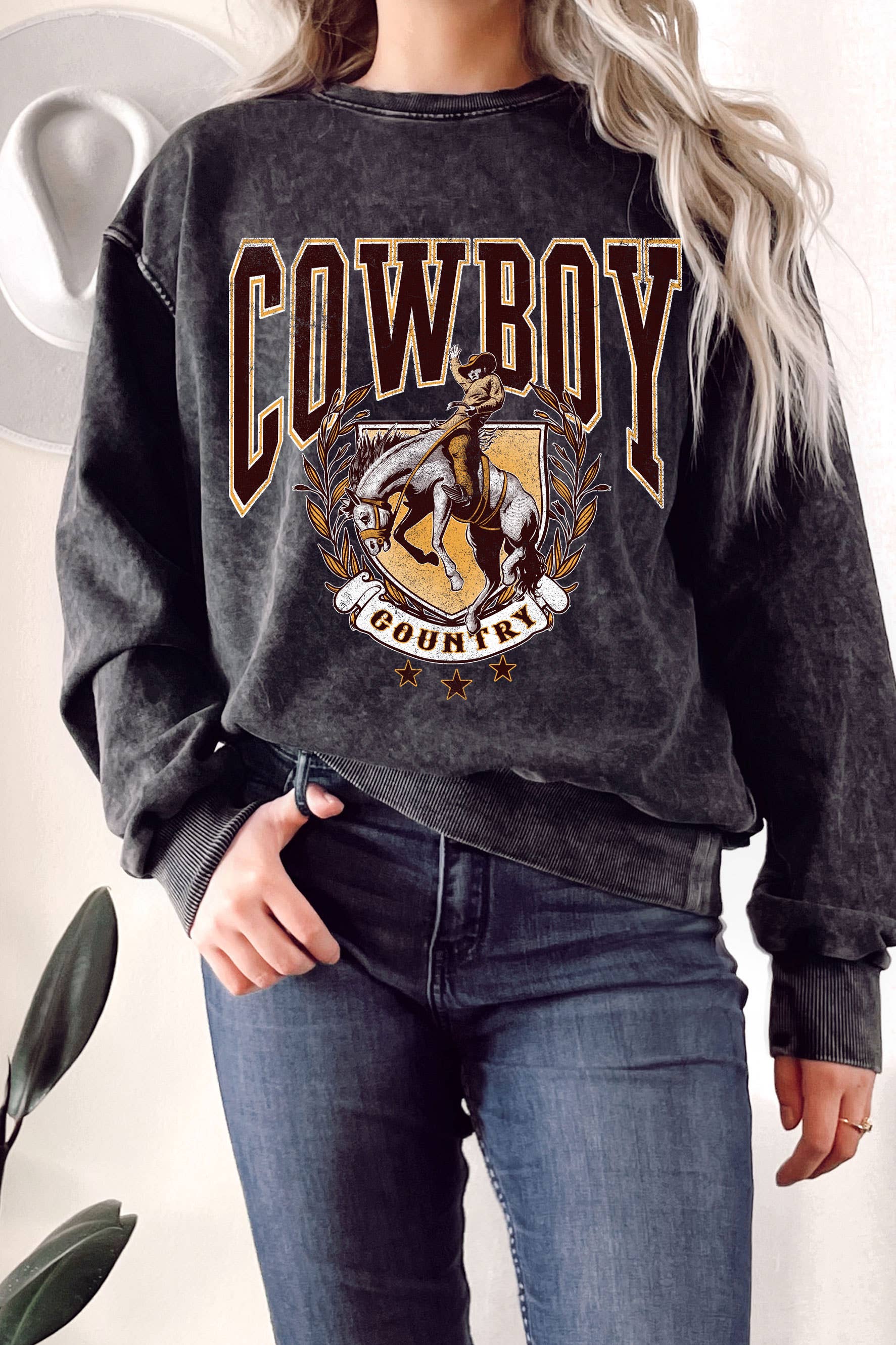 Cowboy Country Star Mineral Terry Sweatshirt
