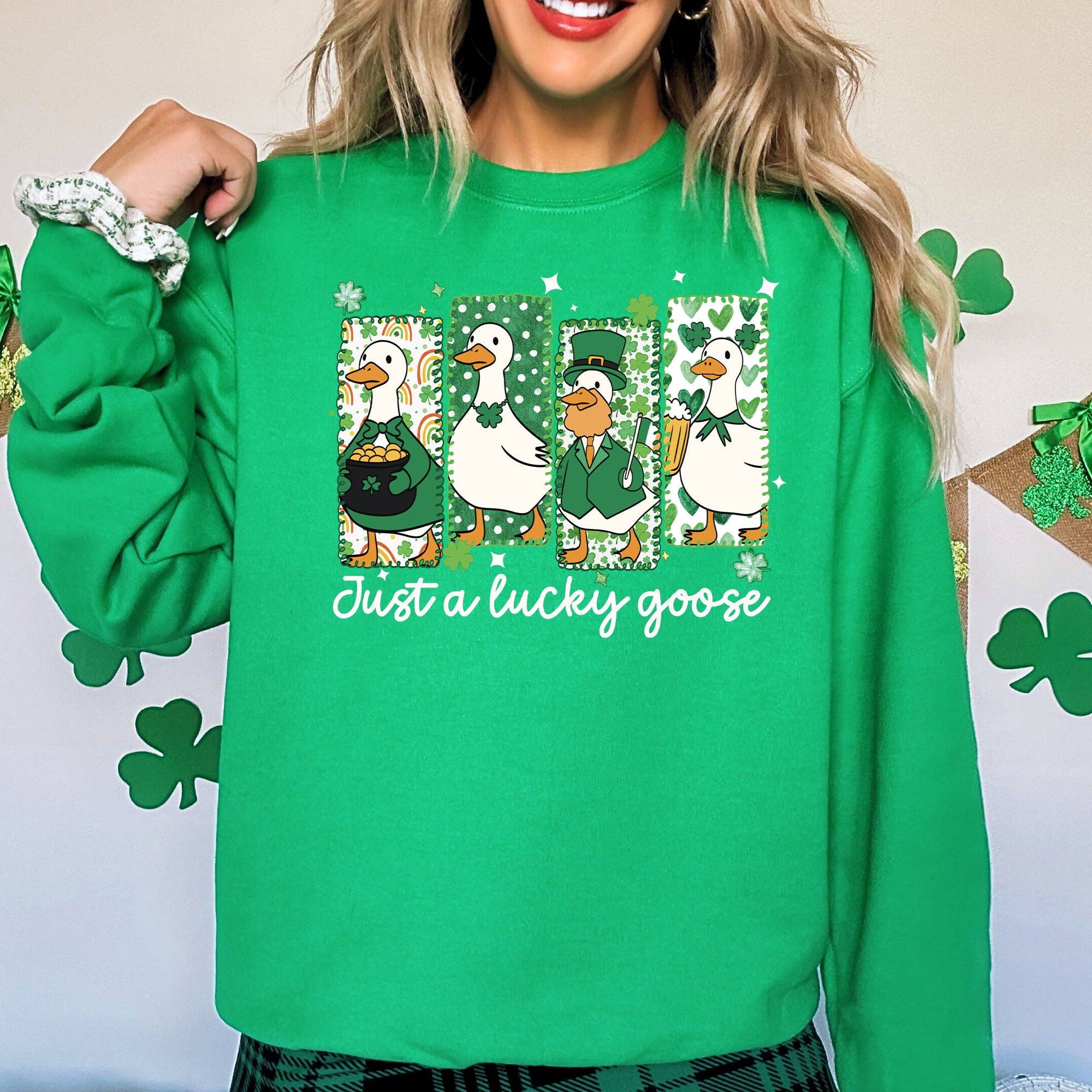 Just A Lucky Goose, Funny, St Patrick's Day Party Sweatshirt