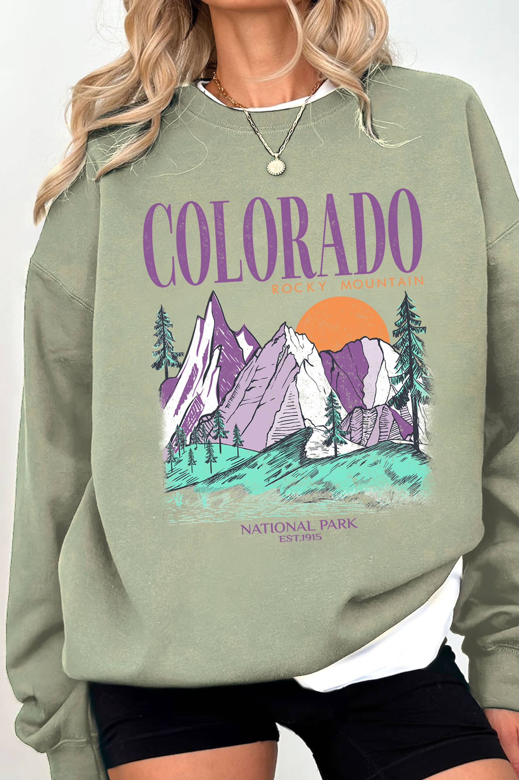 Colorado Rocky Mountain Graphic Brushed Sweatshirts