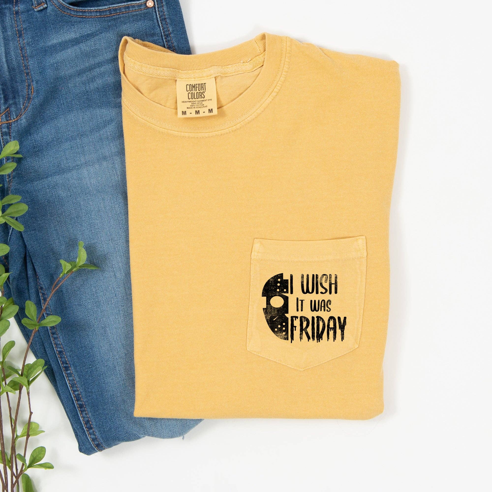 I Wish It Was Friday Halloween Pocket T-Shirt Black Print