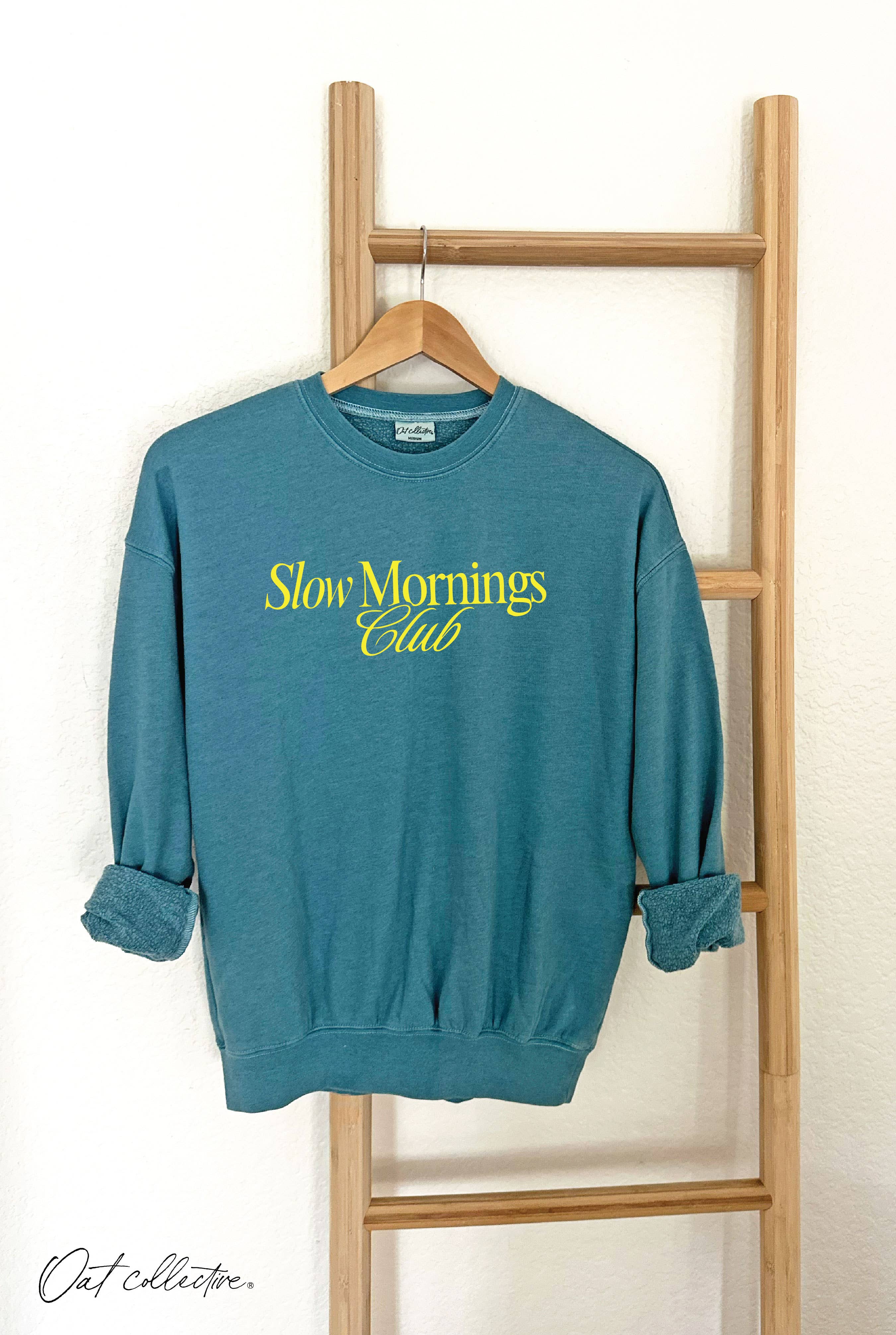 Slow Mornings Club Heather Mineral Graphic Sweatshirt