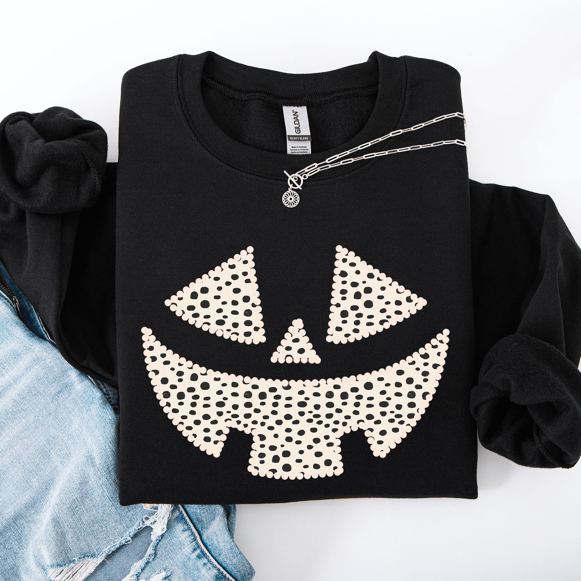 Jack O Lantern, Dalmatian Print, Halloween Sweatshirt