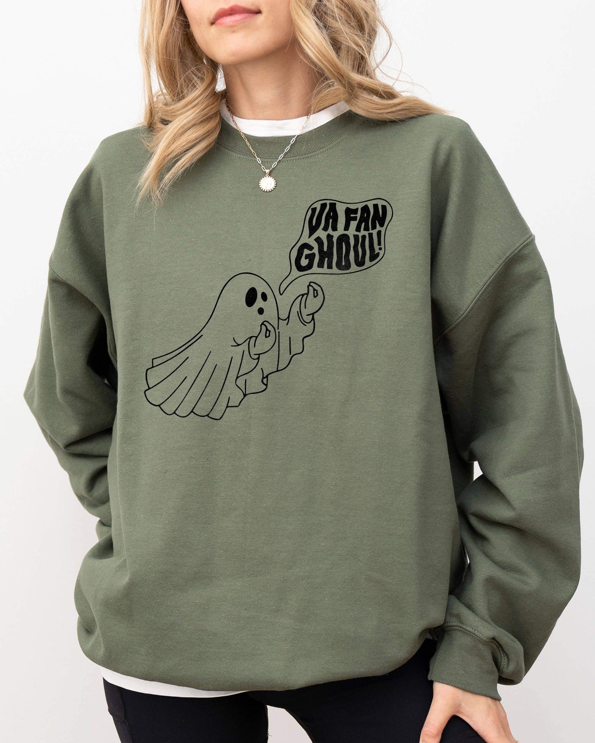 Va Fan Ghoul, Skeleton, Ghost, Funny, Halloween Sweatshirt