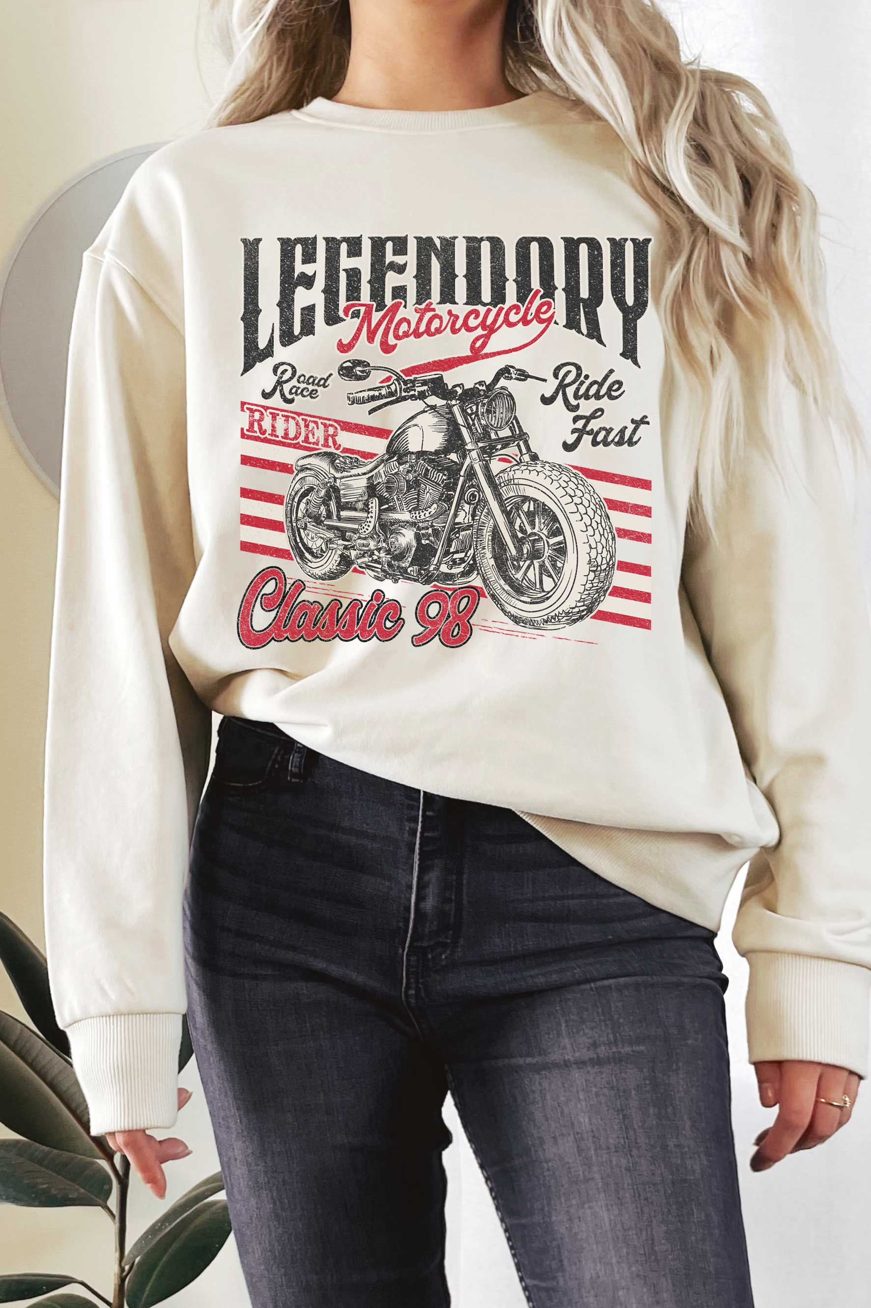 Legendary Motorcycle Rider Graphic Terry Sweatshirts