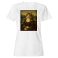 Mona Lisa Cat Parody Women's T-Shirt White