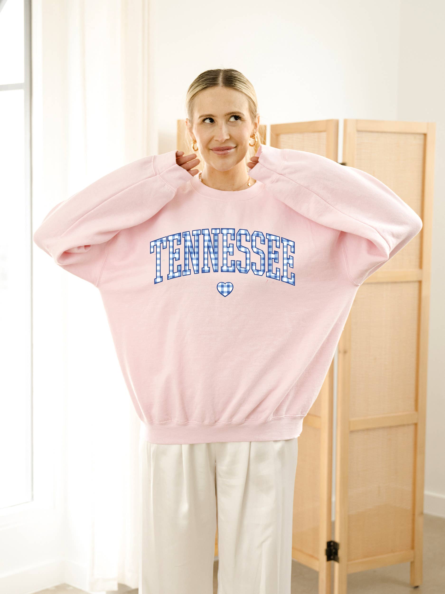 Tennessee Gingham Heart Pink Sweatshirt