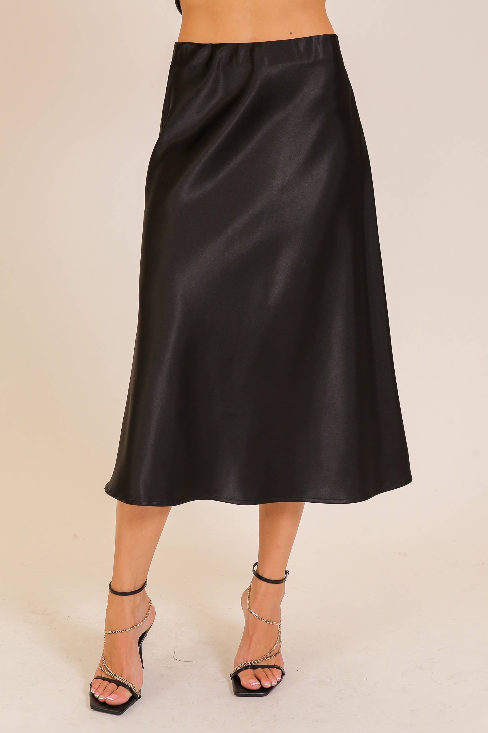 ....0114 Satin Midi Flare Skirt  SI-29355