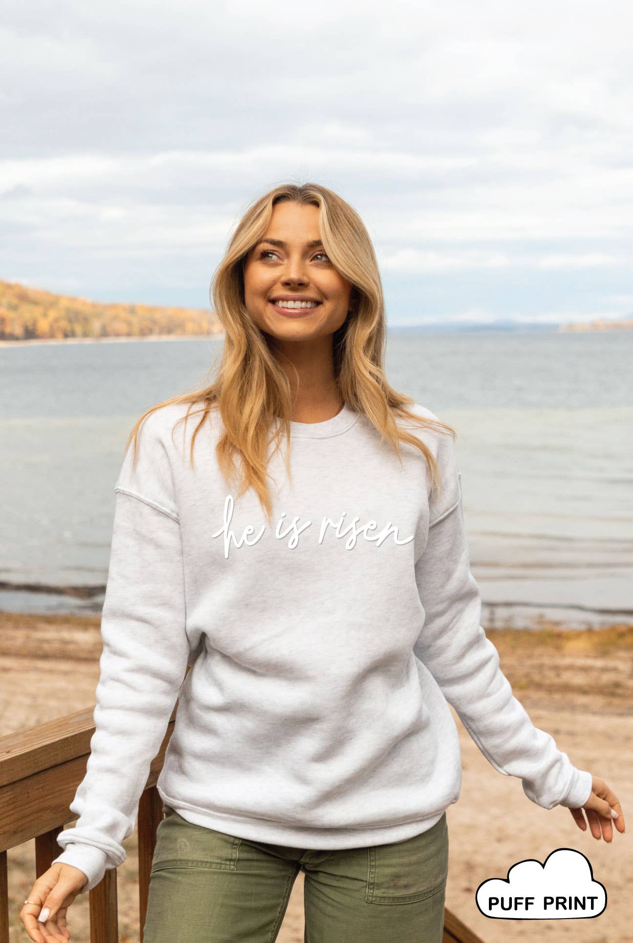 He Is Risen Puff Graphic Sweatshirt