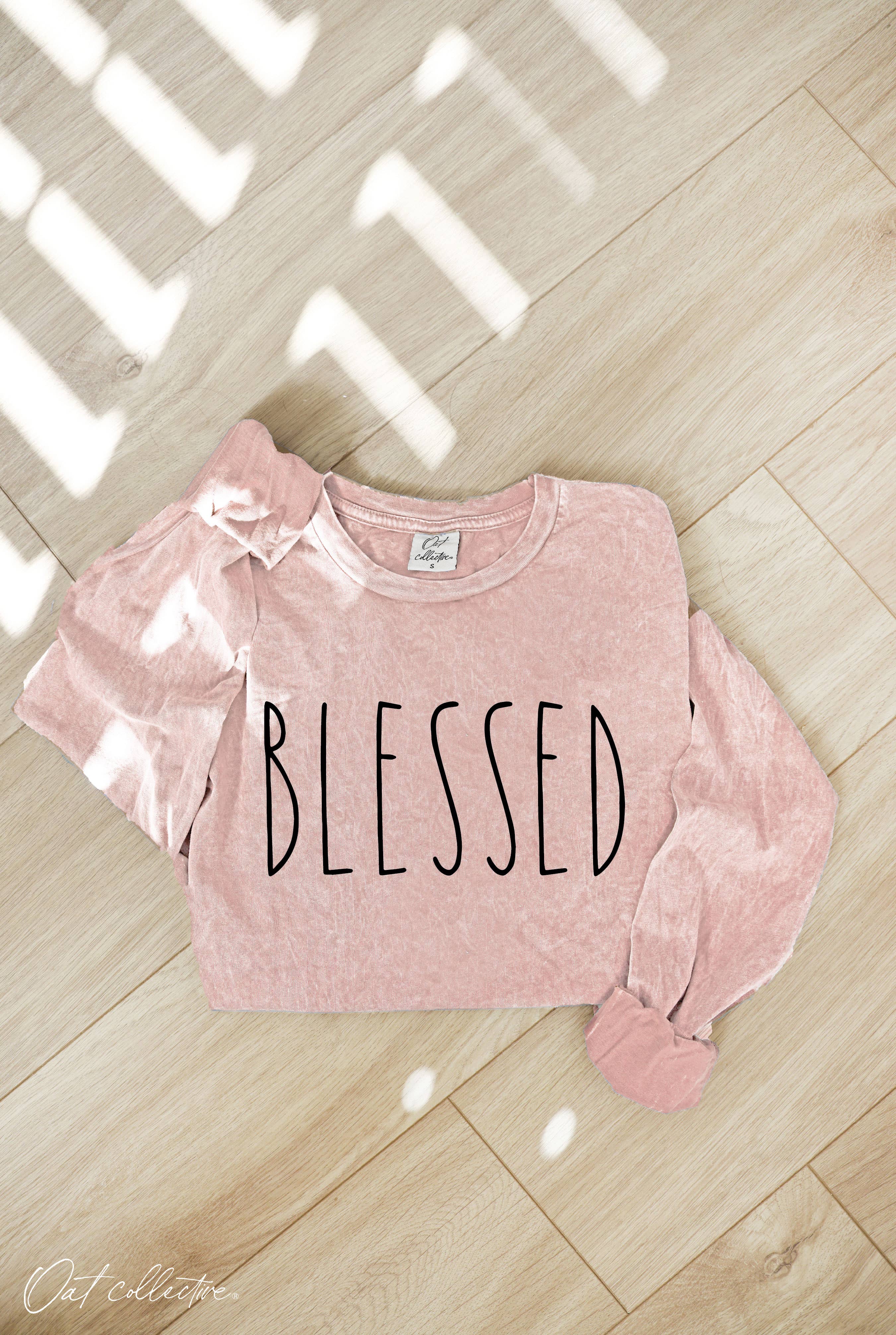 Blessed Mineral Washed Long Sleeve Graphic