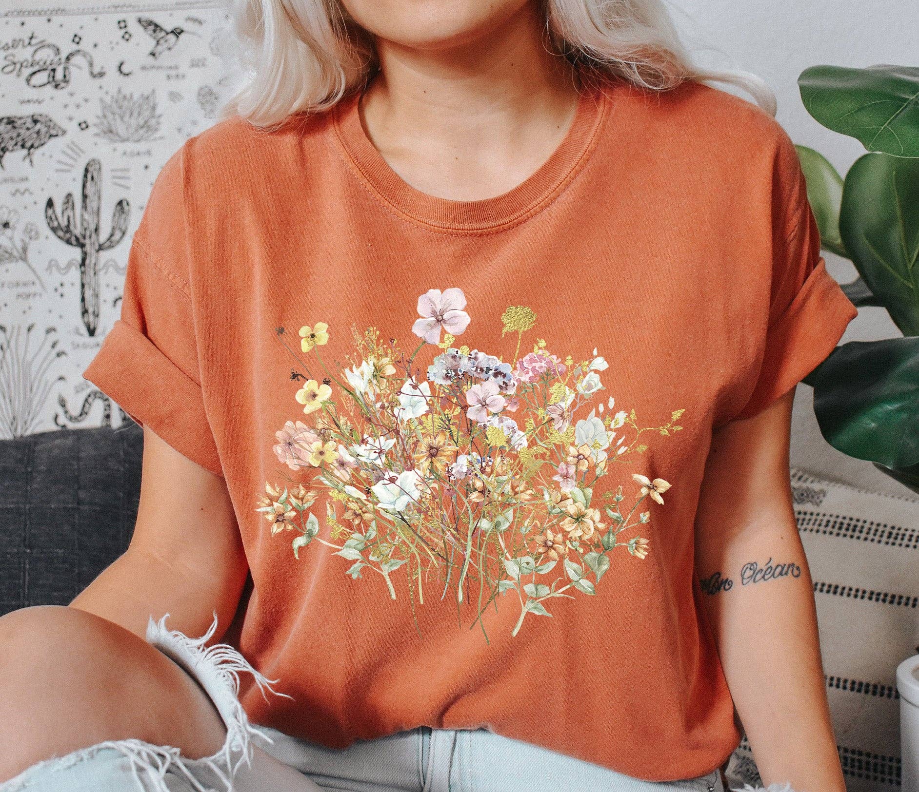 Wildflower Mix Floral Boho T-Shirt