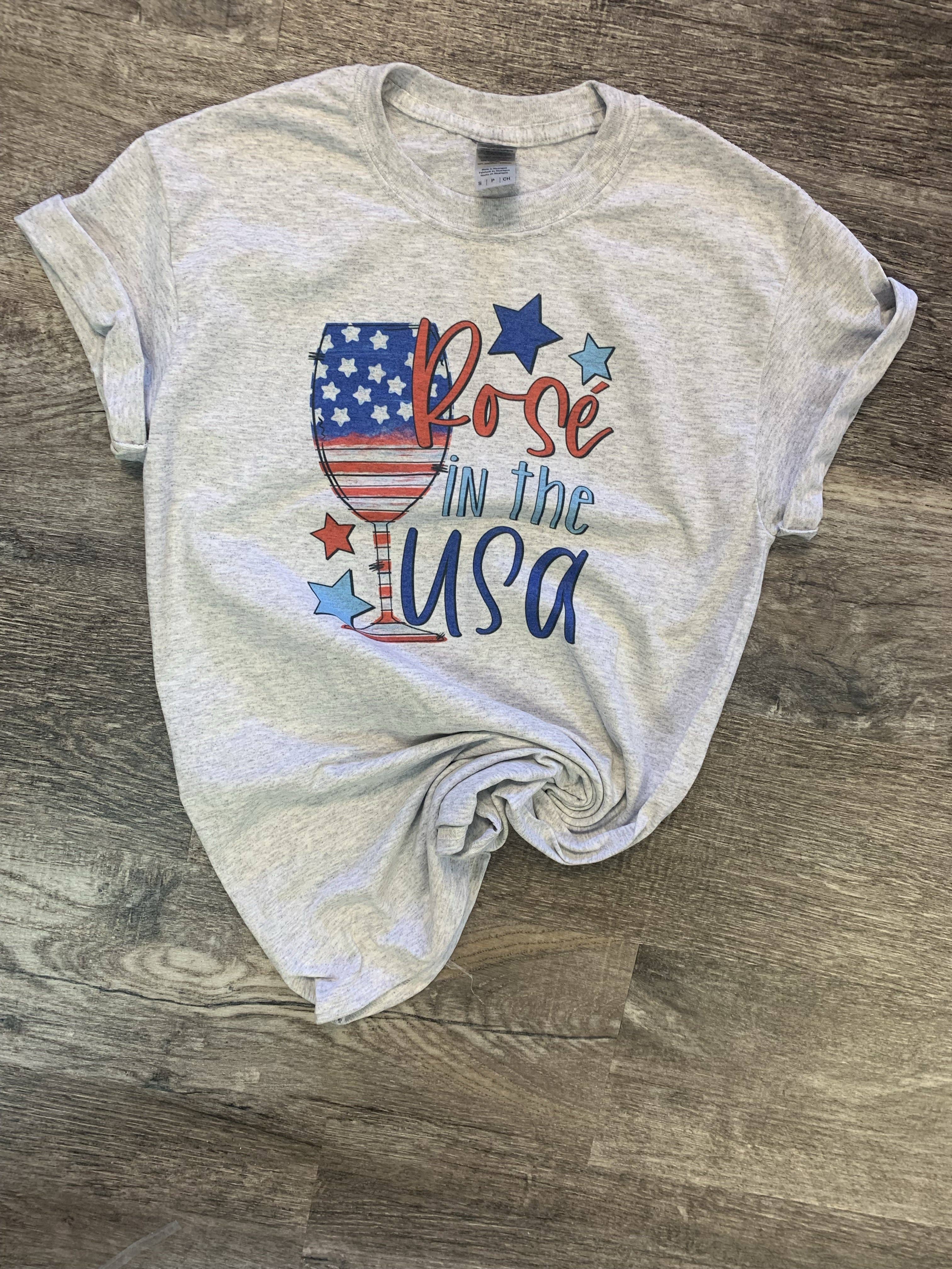 Rose in the USA On Ash Gray Tee