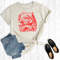 Retro Christmas Santa Just Waiting For Christmas Graphic Tee