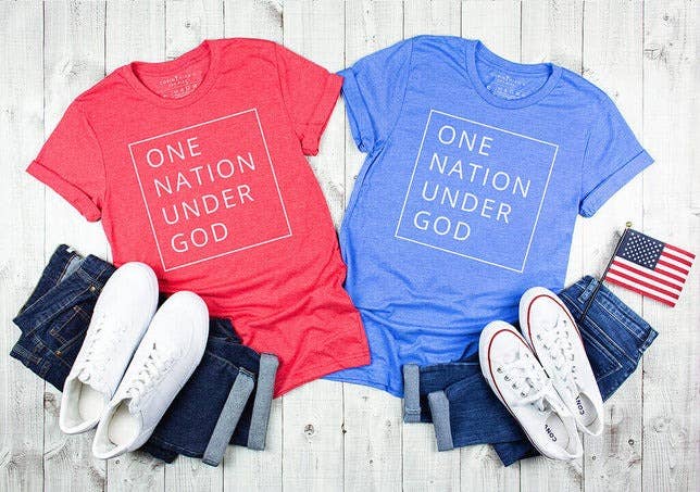 One Nation Under God Graphic Tee Shirt - Red