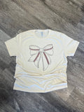 Baseball Large Bow On Cream Tee