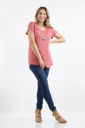 , SI-14660 Plus Size Pompom Detail Top