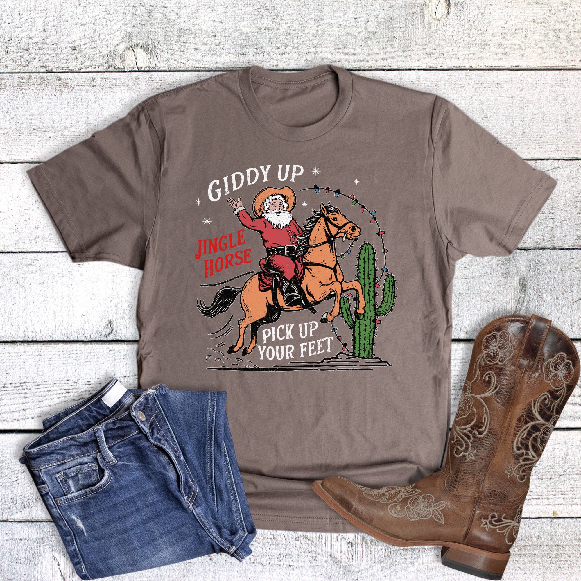 Christmas Giddy Up Pick Up Your Feet Graphic Tee