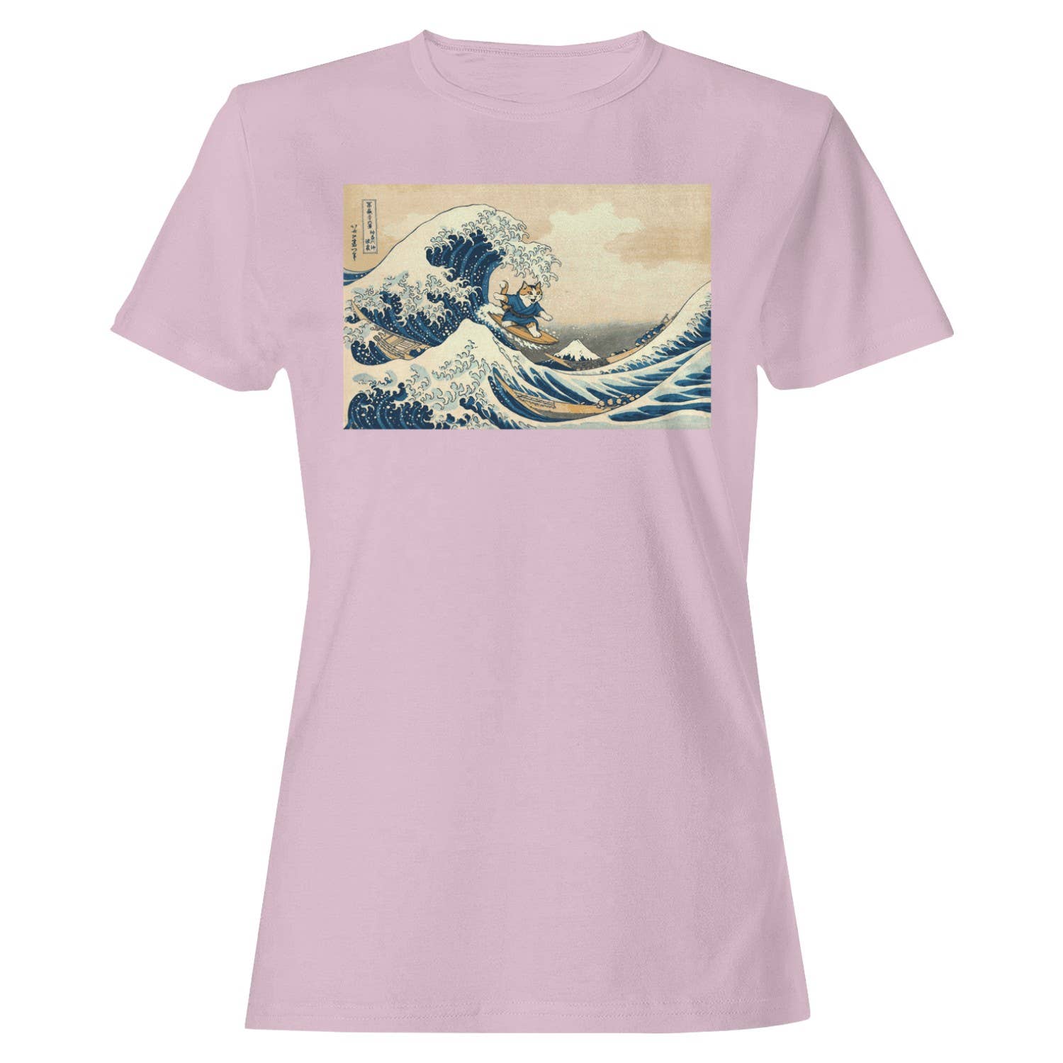 Surfing Wave Ukiyo-E Women's T-Shirt Light Pink