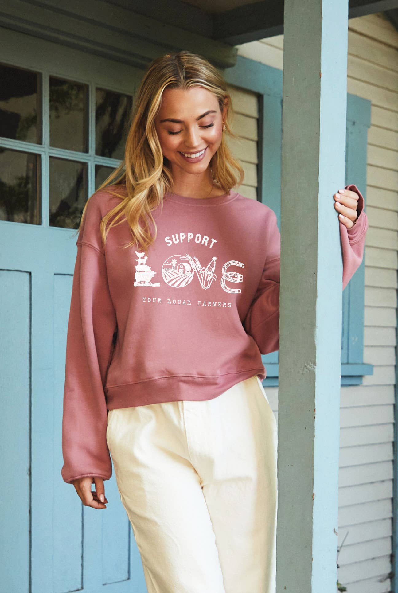 Support Your Local Farmers Mid Graphic Sweatshirt