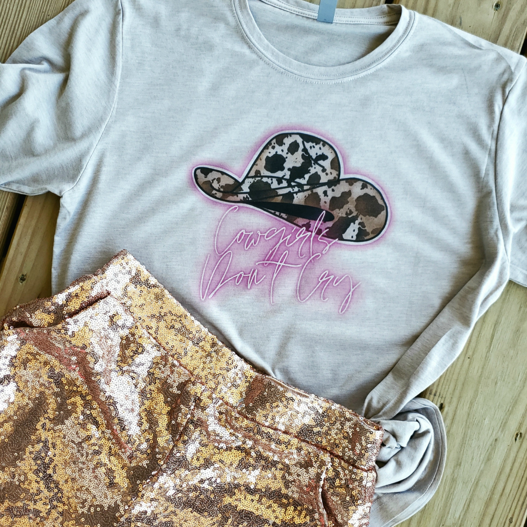 Cowgirls Don't Cry Neon Western Graphic T-Shirt